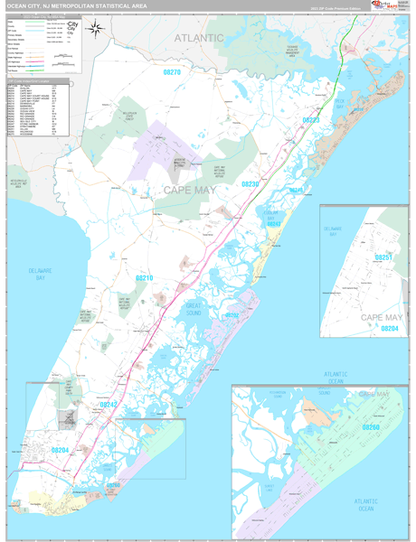 Ocean City, NJ Metro Area Wall Map